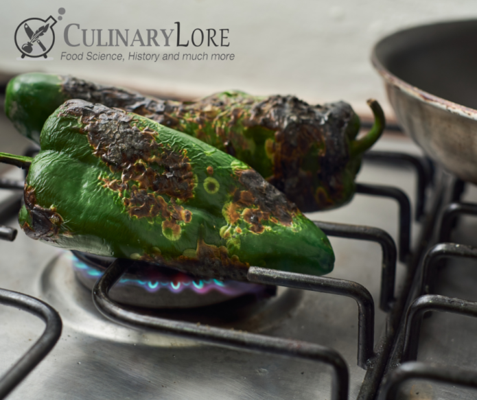 roasting poblano chiles on gas burner