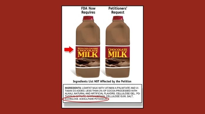 FDA chocolate milk with aspartame labelling requirments.