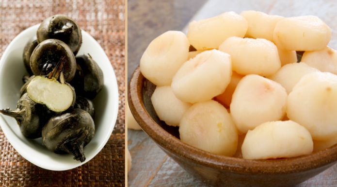 water chestnuts, fresh and peeled