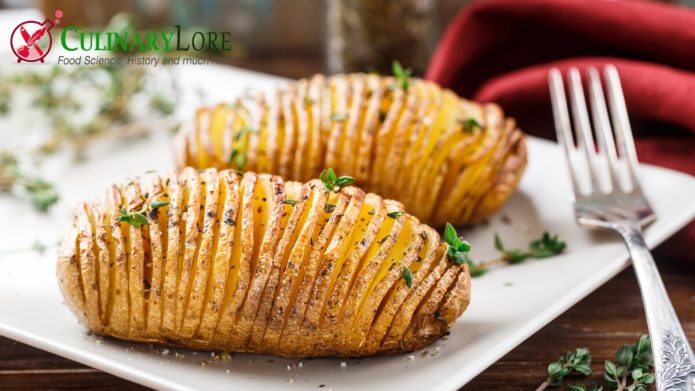 Prepared Hasselback Potatoes on dish