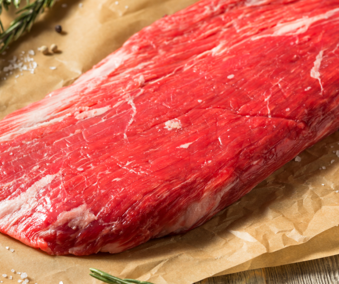 raw flank steak close-up