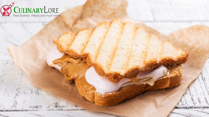 Fluffernutter Sandwich, aka Marshmallow Creme and peanut butter sandwich