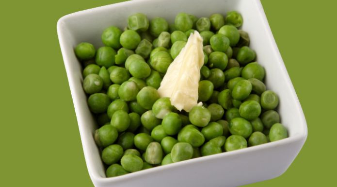 A knob of butter on English peas. 