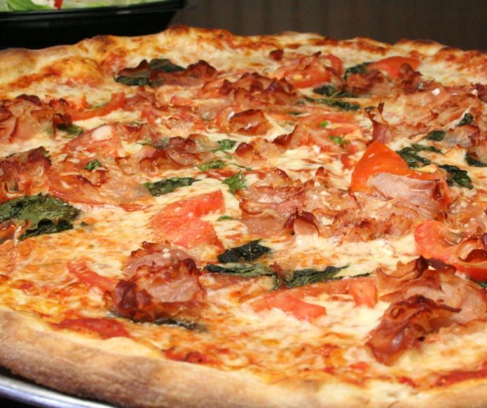 fresh pizza from oven