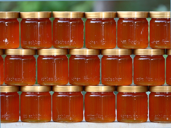 stacked jars of fresh honey
