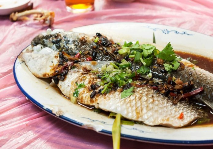 Chinese whole steamed fish with black bean