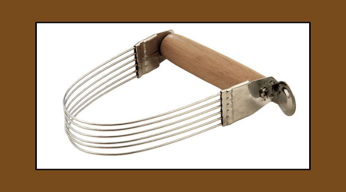 Pastry blender, pastry cutter, or dough cutter used to cut in butter or shortening to flour.