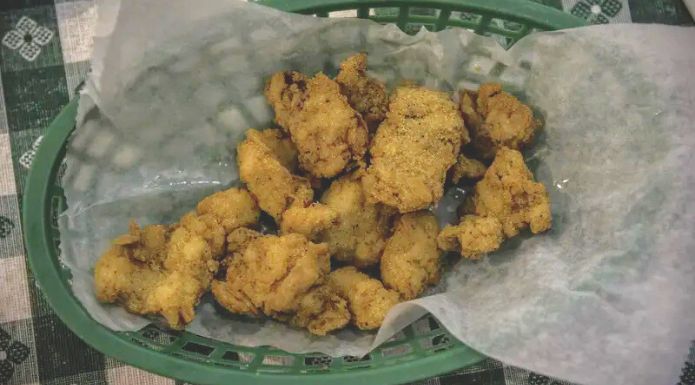 Fried alligator dish to show how alligator is cooked and eaten