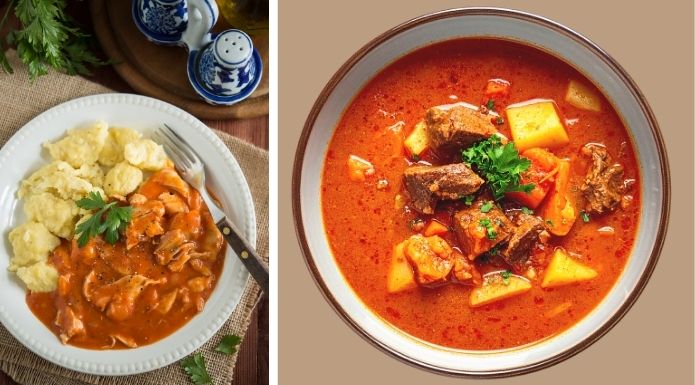 Hungarian Chicken Paprikash vs. Goulash