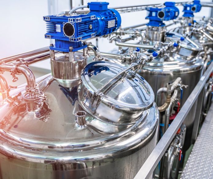 milk pasteurization tanks in dairy plant