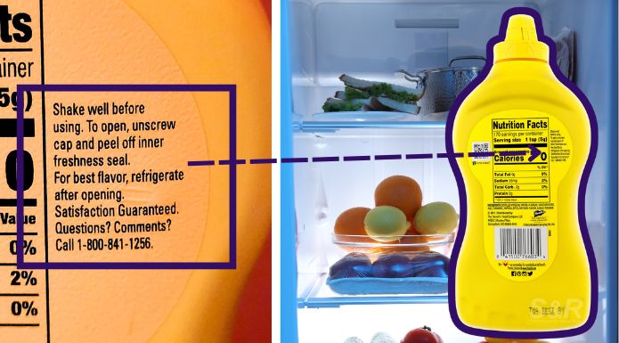 French's yellow mustard label showing instructions to answer the question: does mustard need to be refrigerated?