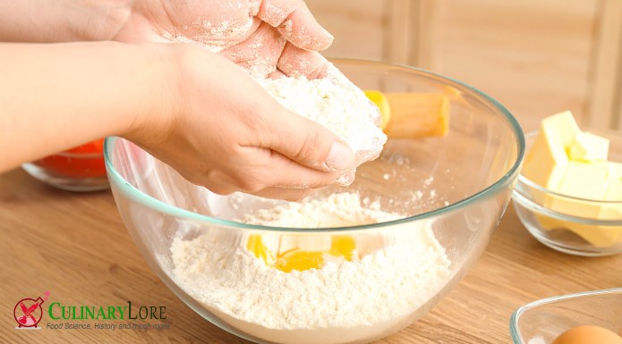 making dough in glass mixing bowl