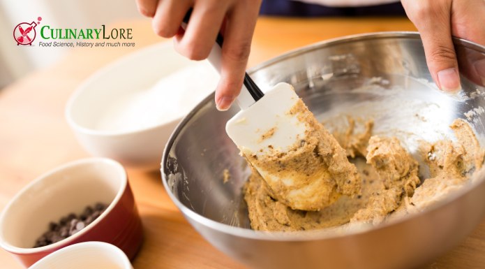 making cookie dough in stainless steel mixing bowl