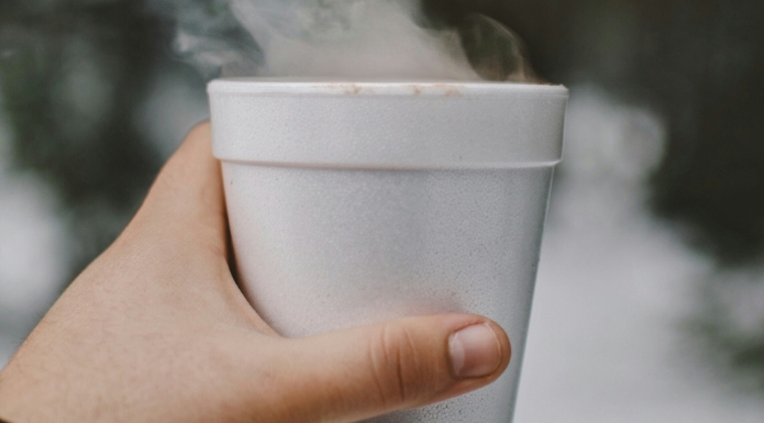 hot coffee in Styrofoam cup