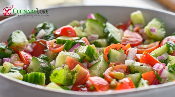fresh Israeli chopped salad in bowl