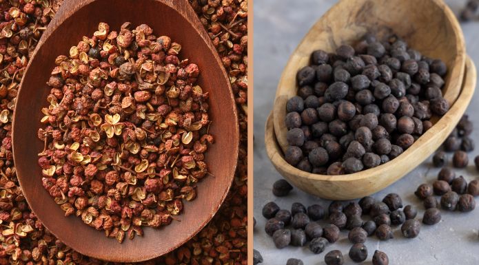 Szechuan Peppercorns and Black Peppercorns