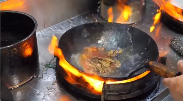 Chinese Wok cooking on 100,000+ BTUs, the source of Wok Hei.